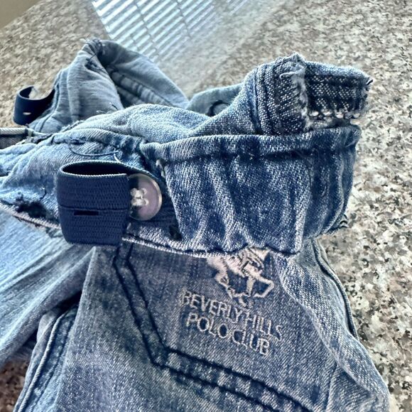 Beverly Hills Polo Club Pony Girls Size 5 Designer Blue Jean Pants Pink Buttons - Picture 12 of 16